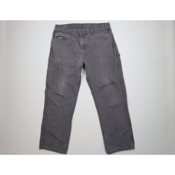 Vintage Dickies Mens Size 36x30 Distressed Canvas Wide Leg Dungaree Pants Gray - Picture 1 of 14